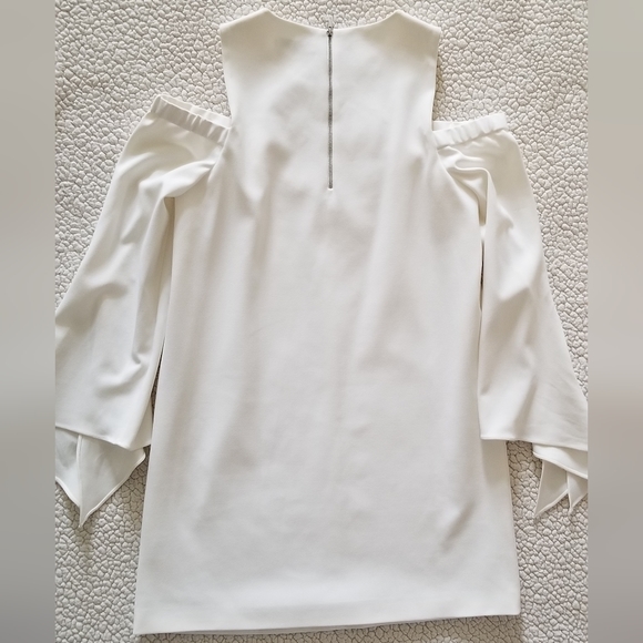 Tibi White Structured Crepe Cutout Open Shoulder Dress Sz 10 Org $395 - Picture 8 of 10